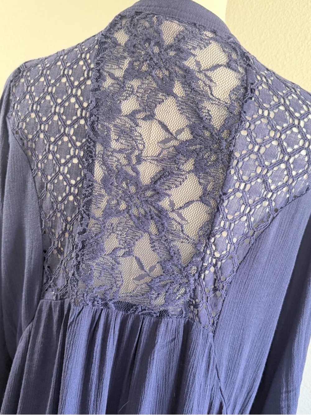 Knox Rose Womens M Open Front Lightweight Bell Sleeve Cardigan Blue Boho Lace - Picture 5 of 6
